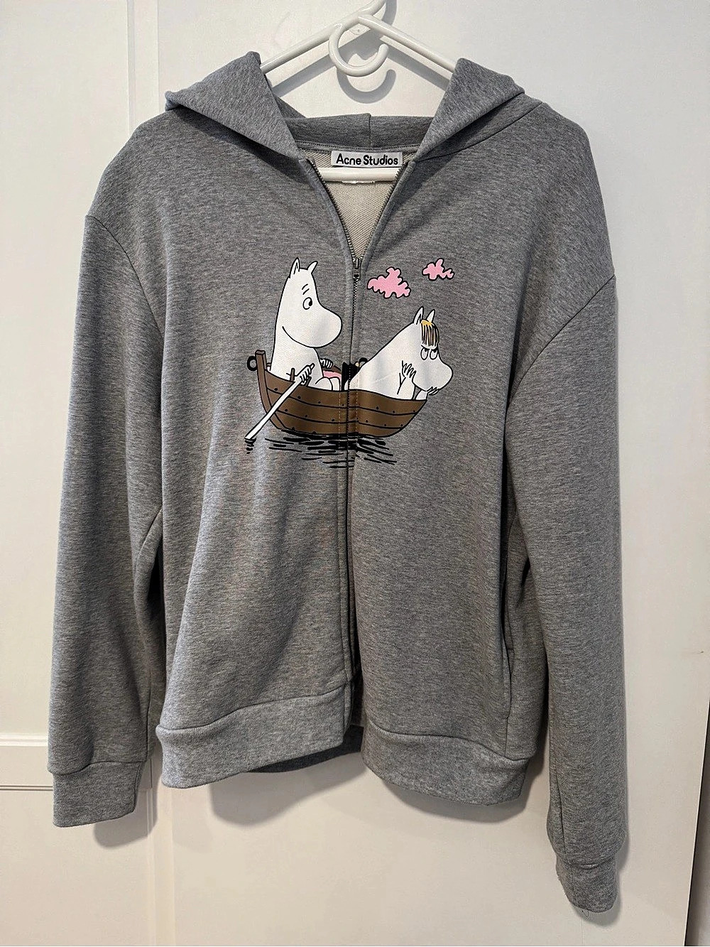 Acne Studios x Moomin Hooded Zipper Sweater Gray & Pink